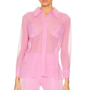 Norma Kamali Shirt with Faux Pockets in Candy Pink Size S NWOT